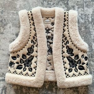 Zadig & Voltaire Cream Sherpa Vest with Black Floral Print